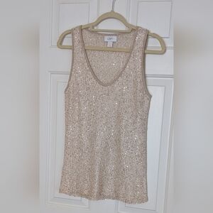 LOFT Gorgeous Gold Sequin Crochet Sleeveless Top